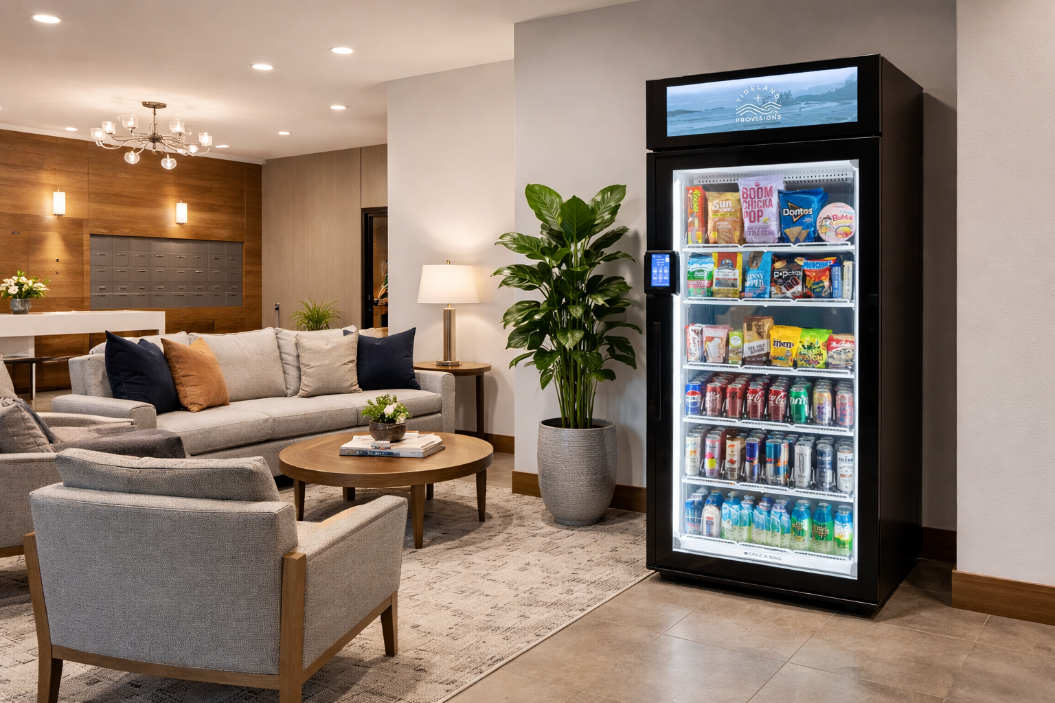 Premium smart market installation in Seattle apartment lobby